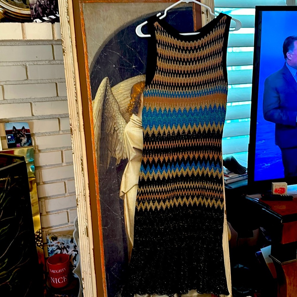 A nite out on the town..sleeveless and multicolored dress by Cache size Medium